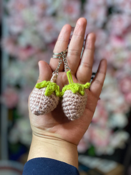 Pink strawberry keychain