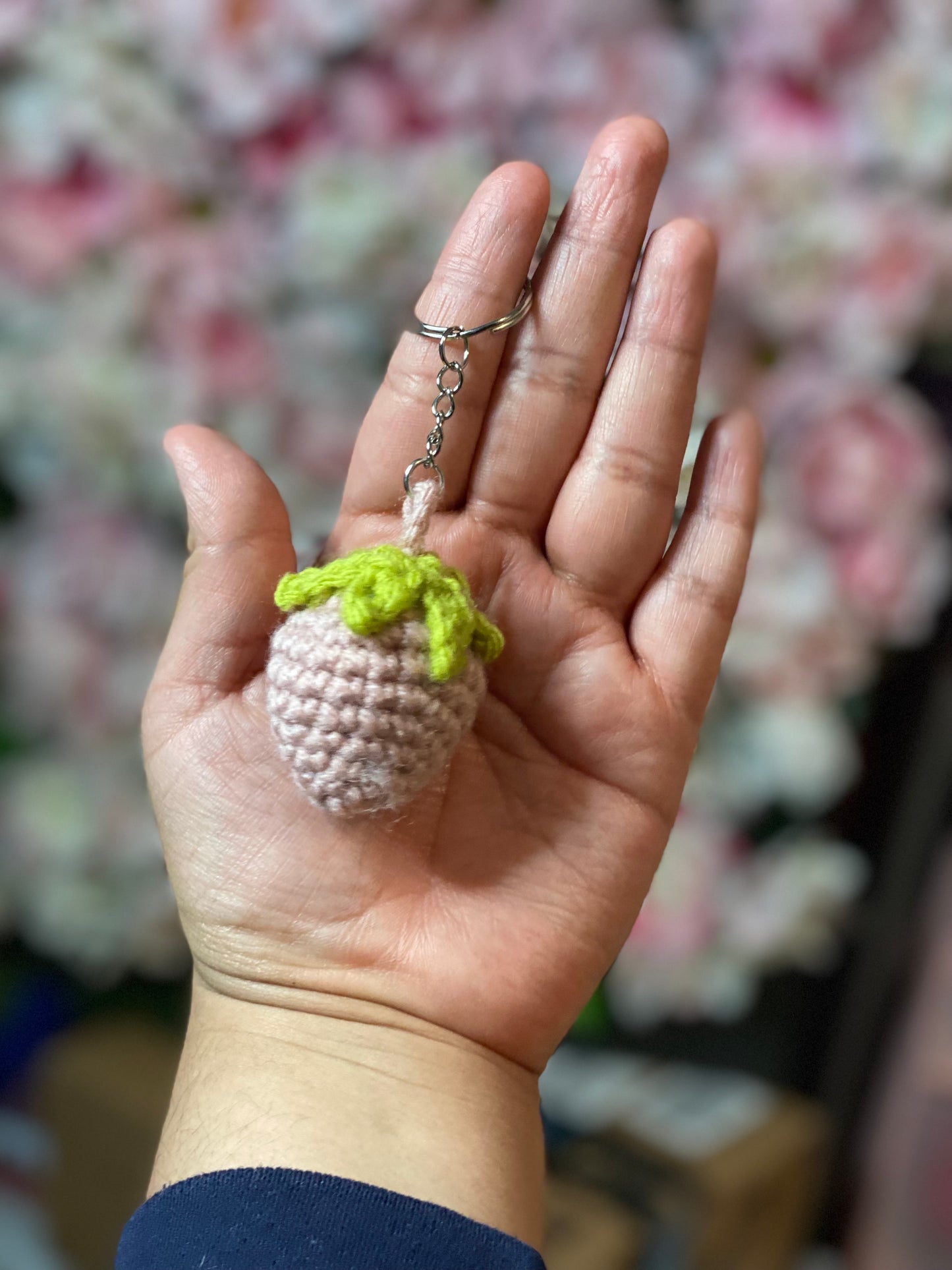 Pink strawberry keychain